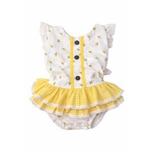 Be Girl Clothing Lemon Bubble Romper Yellow Gingham 12M